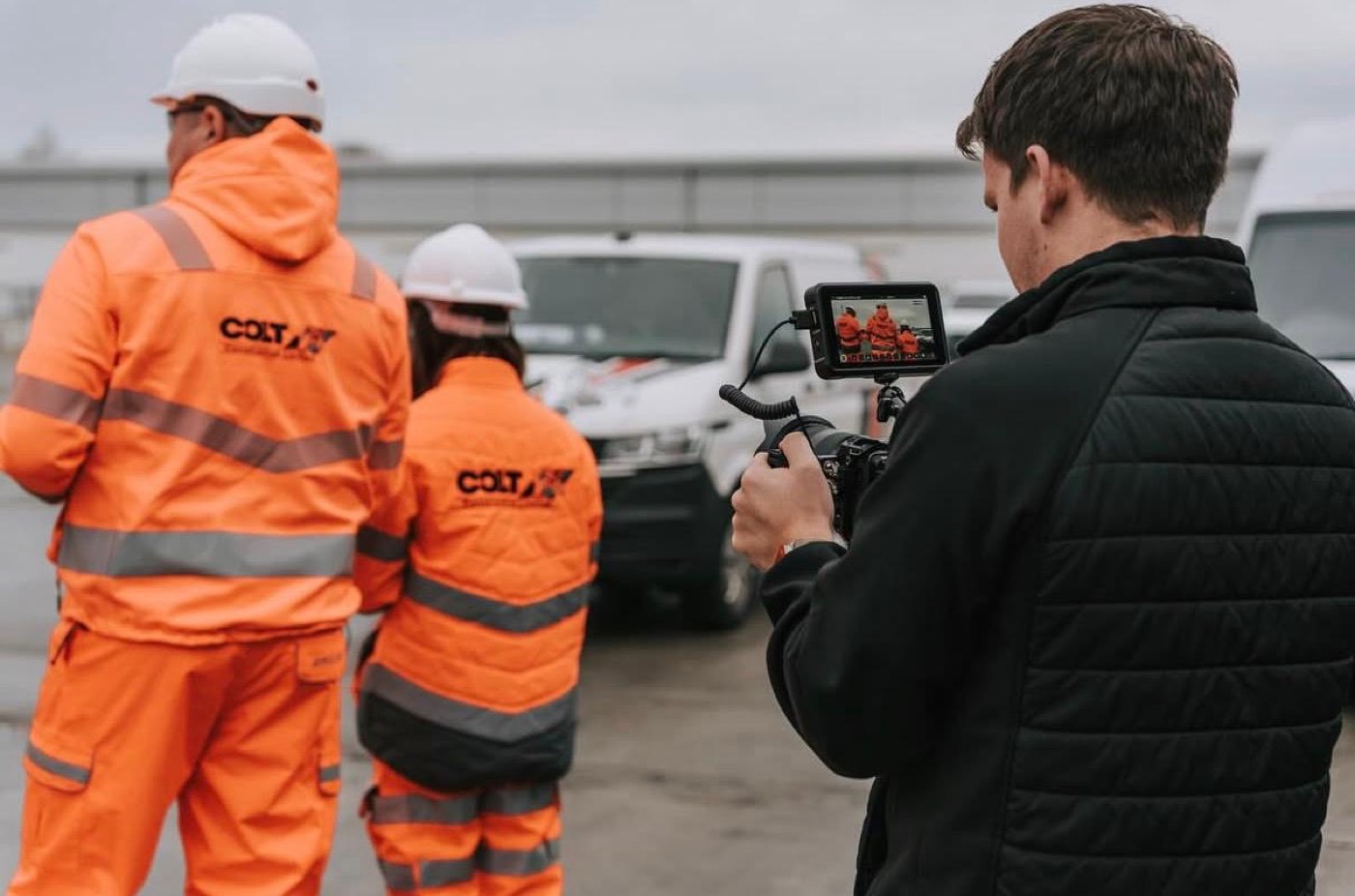 Sam on site capturing a content day.